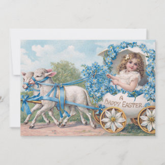Easter egg carriage ride with lambs カード
