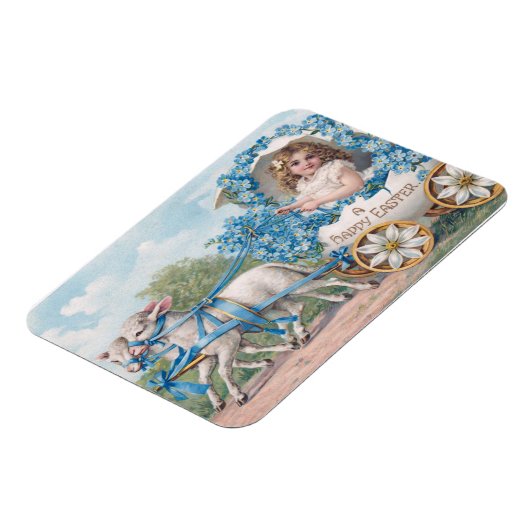 Easter egg carriage ride with lambs マグネット (左側)