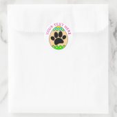 Easter Egg Dog Paw Print Custom Text ラウンドシール (バッグ)