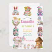 Easter Egg Gnomes Birthday girls  招待状 (正面/裏面)