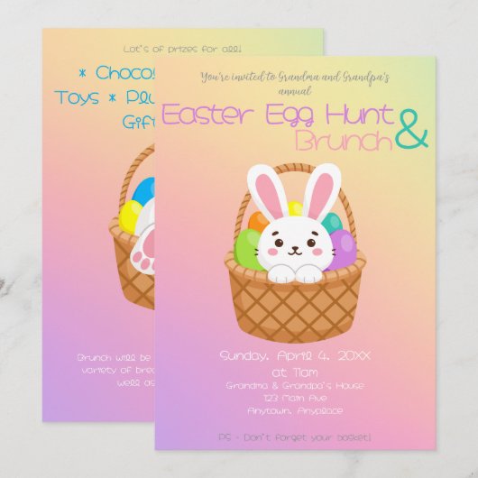 Easter Egg Hunt and Brunch 招待状 (正面/裏面)