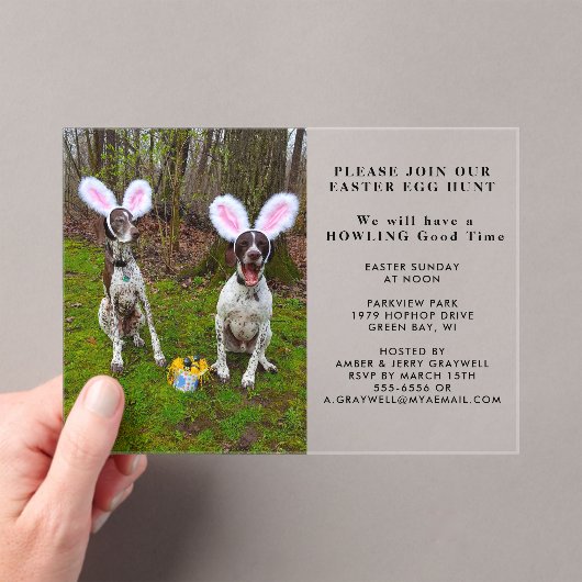 Easter Egg Hunt and Party Dogs Easter アクリル招待状 (インサイチュ (ポータブル))