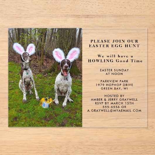 Easter Egg Hunt and Party Dogs Easter アクリル招待状 (正面)