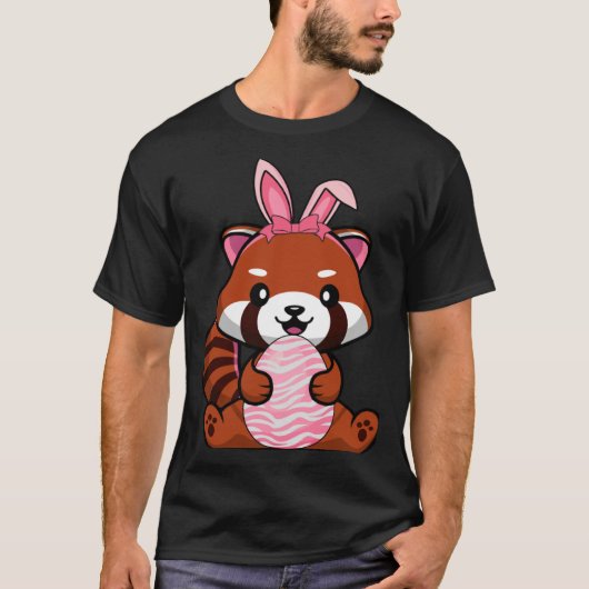 Easter Egg Hunt Bunny Ear Red Panda Easter Day 202 Tシャツ (正面)