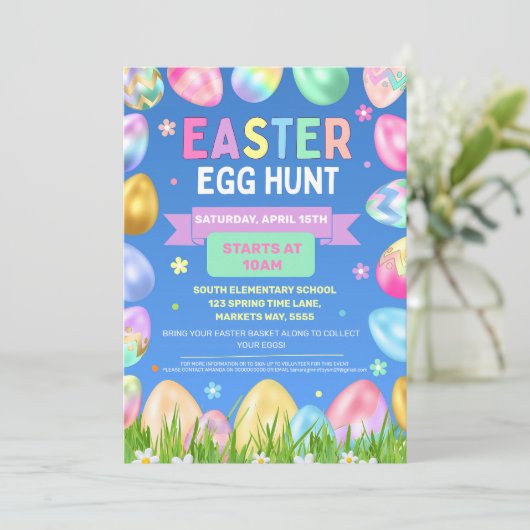 Easter Egg Hunt Fundraiser Flyer Editable Template 招待状 (スタンド正面)