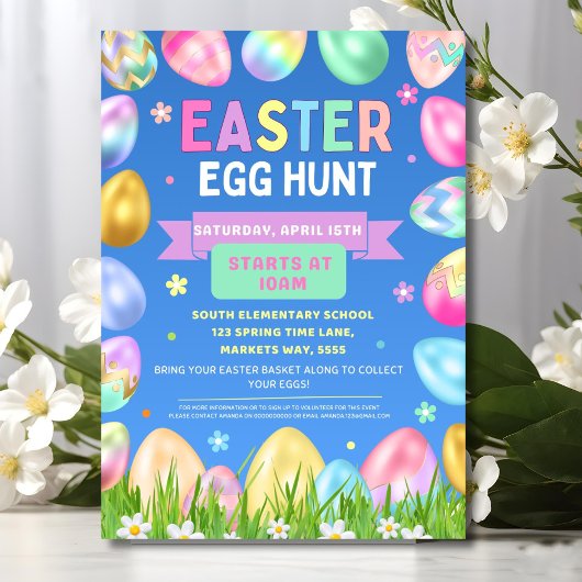 Easter Egg Hunt Fundraiser Flyer Editable Template 招待状