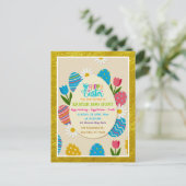 Easter Egg Hunt | Gold Frame Floral Holiday ポストカード (スタンド正面)