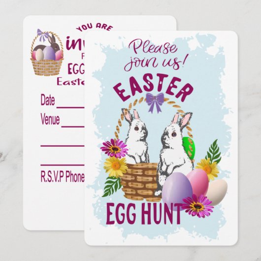 Easter Egg hunt  invitation シーズンカード (正面/裏面)