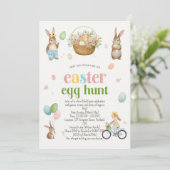 Easter Egg Hunt Invitation - Cute Bunny Watercolor 招待状 (スタンド正面)