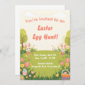 Easter Egg Hunt Invitation – Cute Spring invite 招待状 (正面/裏面)