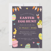 Easter Egg Hunt Invitation, Easter Bunny Invit 招待状 (正面)