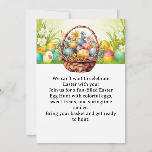 Easter Egg Hunt Invitation – Spring Easter Party 招待状 (裏面)