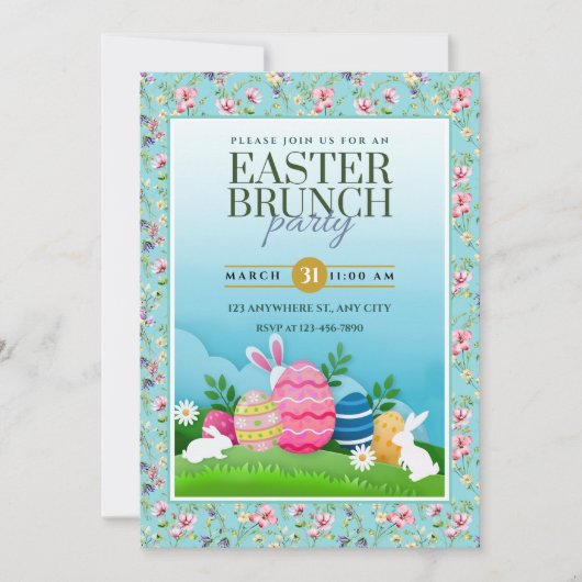 Easter Egg Hunt, Kids Easter Celebration Party 招待状 (正面)