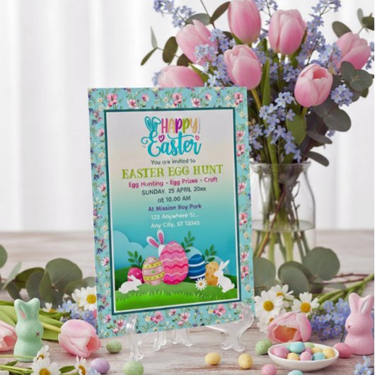 Easter Egg Hunt, Kids Easter Celebration Party 招待状