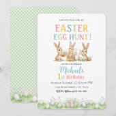 Easter Egg Hunt Michael's 1st Birthday Invitation 招待状 (正面/裏面)