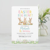Easter Egg Hunt Michael's 1st Birthday Invitation 招待状 (スタンド正面)