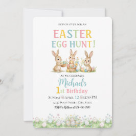 Easter Egg Hunt Michael's 1st Birthday Invitation 招待状