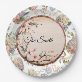 Easter Egg Hunt Party with Family Name ペーパープレート