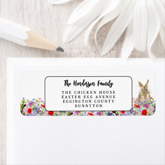 Easter Egg Hunt Spring brunch Bunny Floral ラベル (インサイチュ)