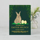 Easter Egg Hunt Spring Brunch Cute Bunny Eggs Gold 箔招待状 (立ち正面)