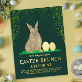 Easter Egg Hunt Spring Brunch Cute Bunny Eggs Gold 箔招待状