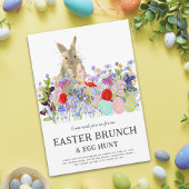 Easter Egg Hunt Spring Brunch Cute Bunny Floral 招待状