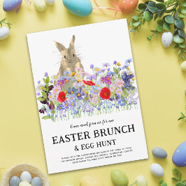 Easter Egg Hunt Spring Brunch Cute Bunny Floral 招待状