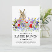Easter Egg Hunt Spring Brunch Cute Bunny Floral 招待状 (スタンド正面)