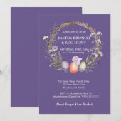 Easter Egg Hunt Watercolor Lavender Cute Bunny 招待状 (正面/裏面)