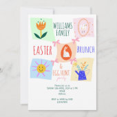 Easter Egg Hunt Wavy Checkerboard Bunny Brunch Bow 招待状 (正面)