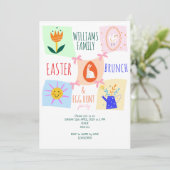 Easter Egg Hunt Wavy Checkerboard Bunny Brunch Bow 招待状 (スタンド正面)