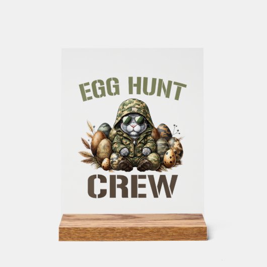 Easter Egg Hunter Crew Camo Hunting Easter Day T-S アクリルサイン (正面)