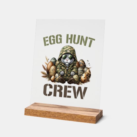 Easter Egg Hunter Crew Camo Hunting Easter Day T-S アクリルサイン (傾斜)