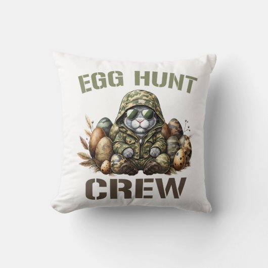 Easter Egg Hunter Crew Camo Hunting Easter Day T-S クッション (正面)
