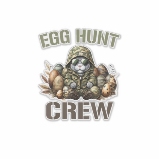 Easter Egg Hunter Crew Camo Hunting Easter Day T-S シール (正面)