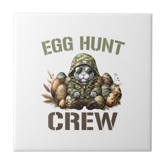 Easter Egg Hunter Crew Camo Hunting Easter Day T-S タイル (正面)