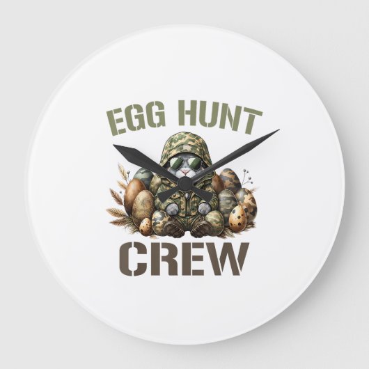 Easter Egg Hunter Crew Camo Hunting Easter Day T-S ラージ壁時計 (正面)