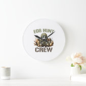 Easter Egg Hunter Crew Camo Hunting Easter Day T-S ラージ壁時計 (ホーム)