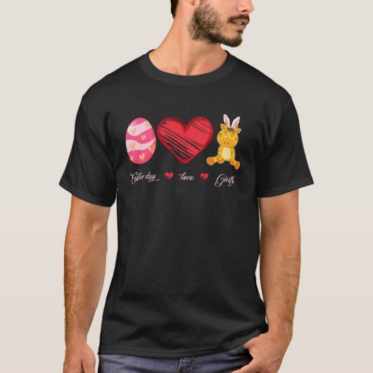 Easter Egg Love Giraffe Bunny Animal Pet  Day Tシャツ (正面)