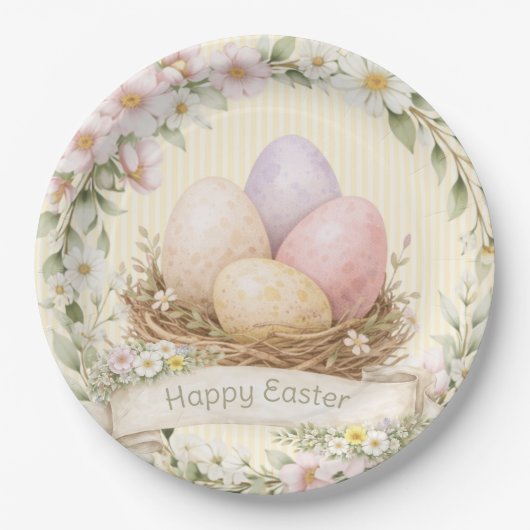 Easter Egg Nest | Happy Easter ペーパープレート (正面)