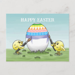Easter egg painted by the chickens シーズンポストカード