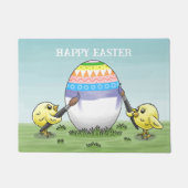 Easter egg painted by the two chickens ドアマット (正面)