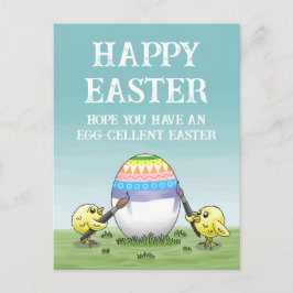 Easter egg painting chickens シーズンポストカード