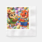 Easter egg pattern kids party napkins 縁ありカクテルナプキン (正面)