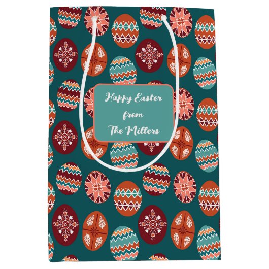 Easter Egg Pattern Medium Gift Bag ミディアムペーパーバッグ (正面)