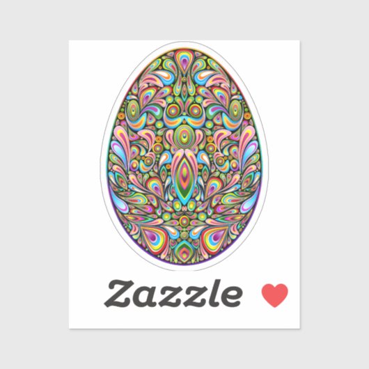 Easter Egg Psychedelic Design Kids Organic T-Shirt シール (シート)