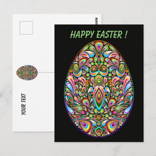 Easter Egg Psychedelic Design Kids Organic T-Shirt ポストカード (正面/裏面)