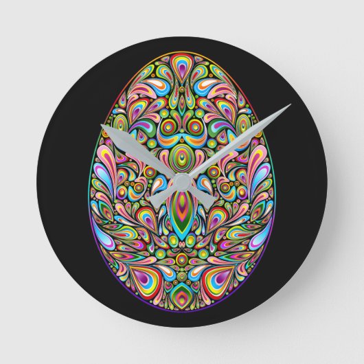 Easter Egg Psychedelic Design Kids Organic T-Shirt ラウンド壁時計 (正面)