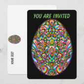 Easter Egg Psychedelic Design Kids Organic T-Shirt 招待状 (正面/裏面)