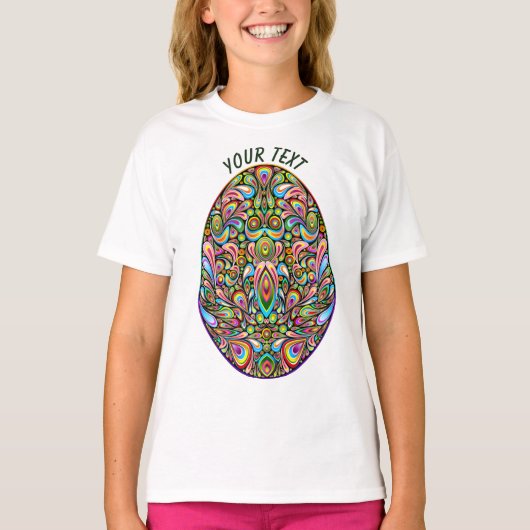 Easter Egg Psychedelic Design Kids Organic T-Shirt Tシャツ (正面)